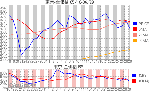東京市場金価格推移 2010年06月29日