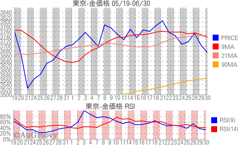 東京市場金価格推移 2010年06月30日