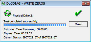 Seagate HDD ST2000DM001（Certified Repaired HDD） Data Lifeguard Diagnostic WRITE ZEROS - FULL ERASE COMPLETE
