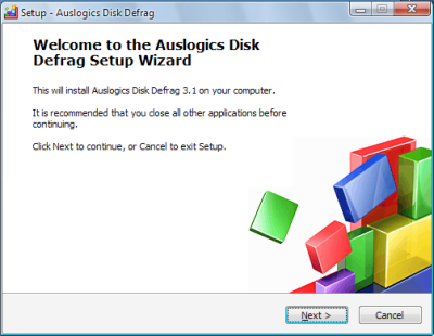 Auslogics Disk Defrag セットアップウィザード