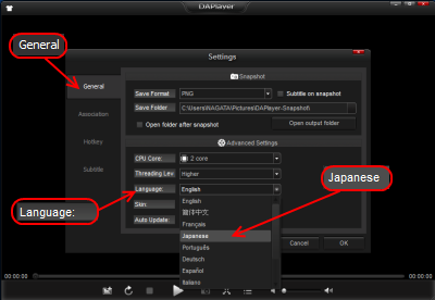 DAPlayer 日本語選択