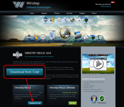 Winstep Nexus Dockダウンロードページ