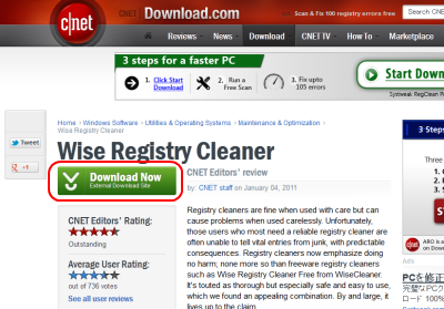 Wise Registry Cleaner ダウンロード Cnet